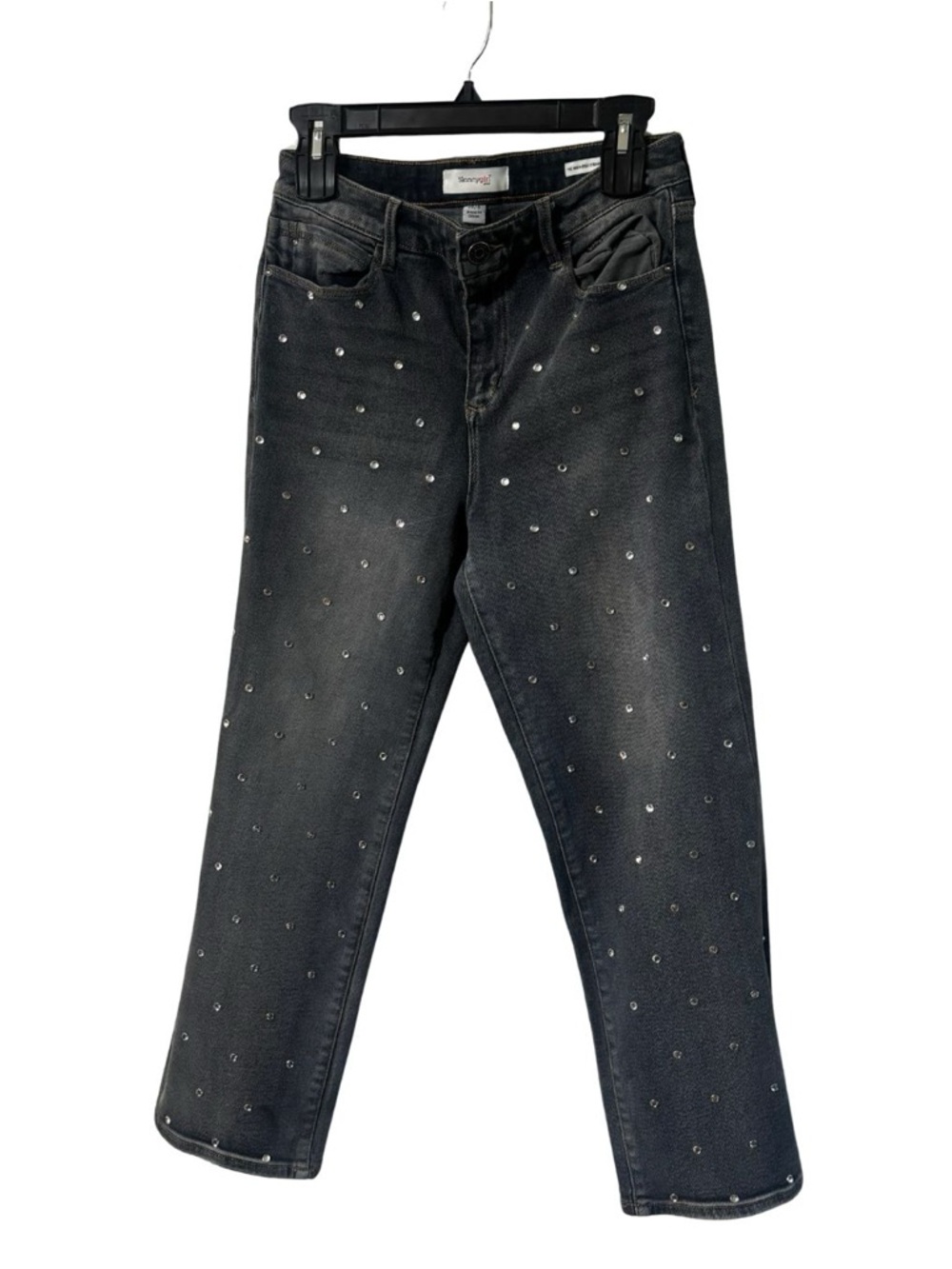 Skinnygirl Straight-Leg Jeans with Silver Rhinestones